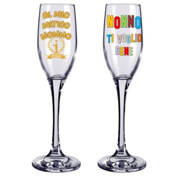Flute vetro con scatola regalo "Nonno" - Soggetti assortiti