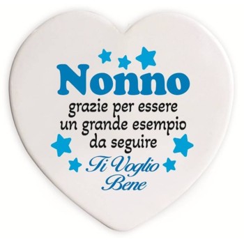 Cuore in ceramica Cm. 10 con basetta - Nonno