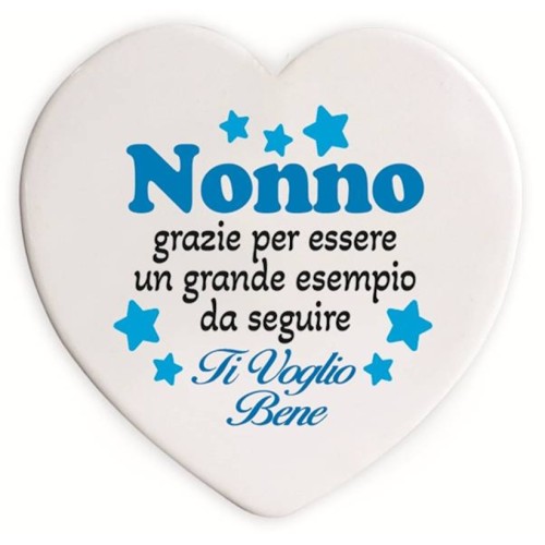 Cuore in ceramica Cm. 10 con basetta - Nonno