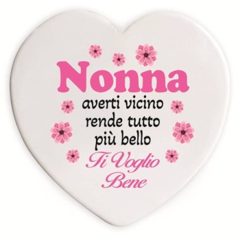 Cuore in ceramica Cm. 10 con basetta - Nonna