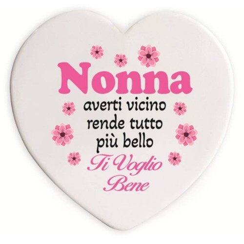 Cuore in ceramica Cm. 10 con basetta - Nonna
