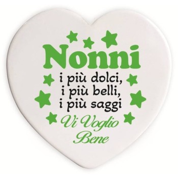Cuore in ceramica Cm. 10 con basetta - Nonni