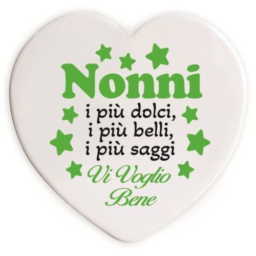 Cuore in ceramica Cm. 10 con basetta - Nonni