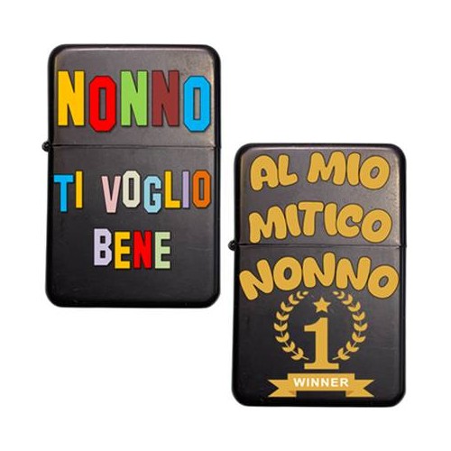 Accendino metallo con apertura a scatto - Nonno...