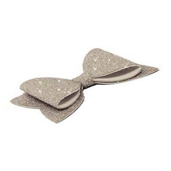 Fiocco in gomma eva glitterata Cm. 39x19 - Argento