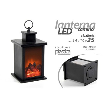 Lanterna in plastica "Caminetto" Cm. 14x14x25