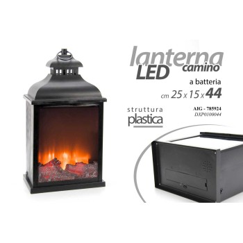 Lanterna in plastica "Caminetto" Cm. 25x15x44