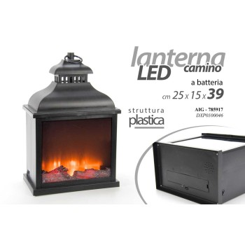 Lanterna in plastica "Caminetto" Cm. 25x15x39