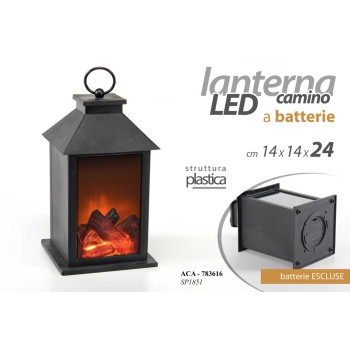 Lanterna in plastica "Caminetto" Cm. 14x14x24