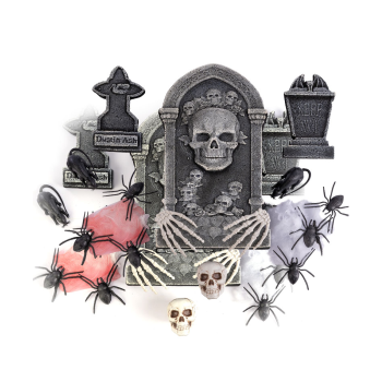 Set decorativo cimitero con lapide, ragni e accessori -...