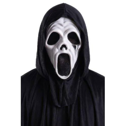 Maschera in plastica fantasma con cappuccio