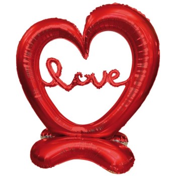 Palloncino mylar standing cuore rosso con base Cm. 125x150