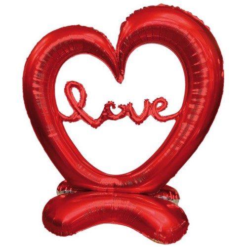 Palloncino mylar standing cuore rosso con base...