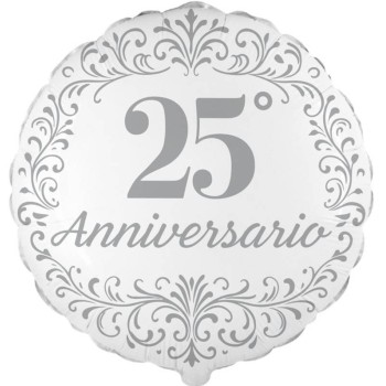 Palloncino mylar 18" Cm. 45 - 25° Anniversario Ghirigori...