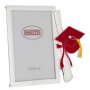 Portafoto in metallo laccato "Laurea con tocco" silver in scatola regalo