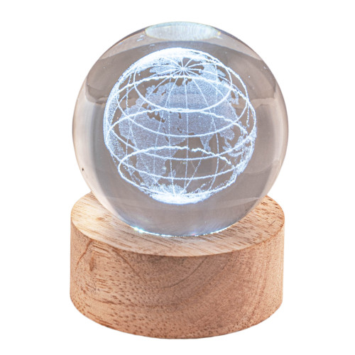 Sfera crystal media Cm. 6 con base in legno e...