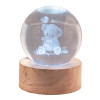 Sfera crystal media Cm. 6 con base in legno e led - Orsetto