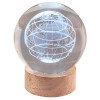 Sfera crystal grande Cm. 8 con base in legno e led - Globo