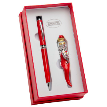 Set regalo con penna e corno portafortuna in scatola...