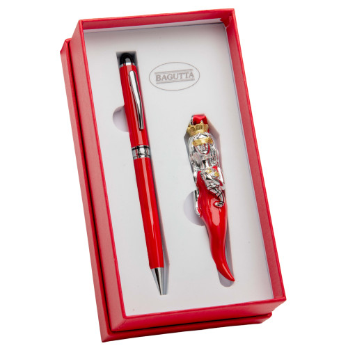 Set regalo con penna e corno portafortuna in...