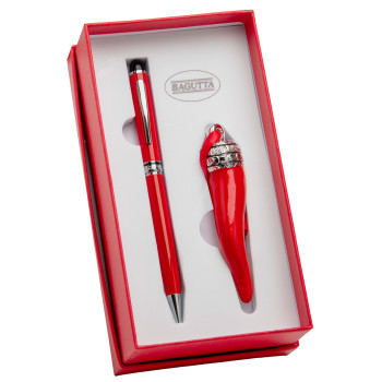 Set regalo con penna e corno portafortuna in scatola...