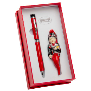 Set regalo con penna e corno portafortuna in scatola...