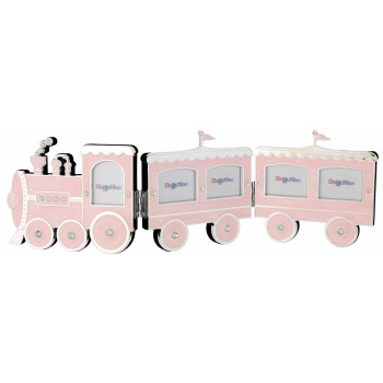 Portafoto in metallo "Trenino" Cm. 31x11 - Baguttino - Rosa