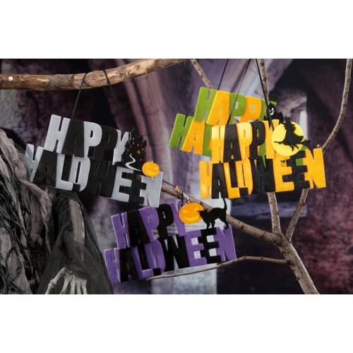 Decorazione in panno Happy Halloween cm. 27x15