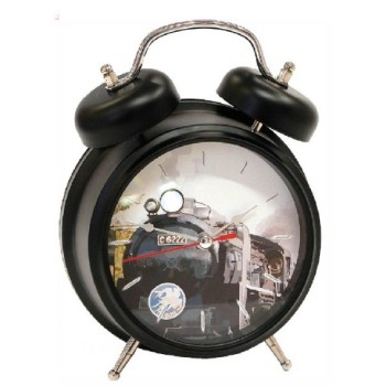 Sveglia classica media metallo luci e suoni cm. 20x13 Treno