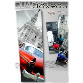 Quadro tela città con auto Cm. 30x90