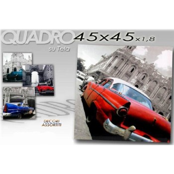 Quadro tela città con auto Cm. 45x45