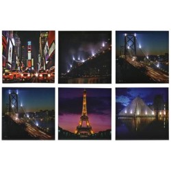 Quadro tela città con led Cm. 40x40