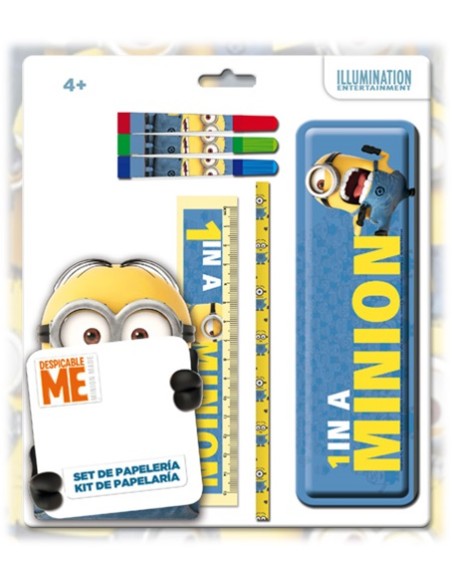 Blister scuola completo con astuccio metallo Minions