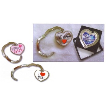 Gancio portaborsa in metallo cuore con scatolina regalo