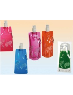 Borraccia in plastica pieghevole 480 ml con moschettone