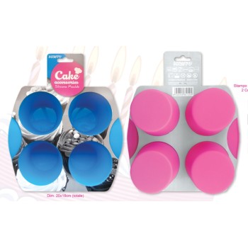 Stampo in silicone per 4 muffin - Colori assortiti