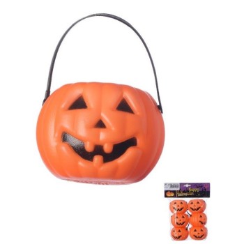 Set 6 zucche in plastica con maniglia cm. 8