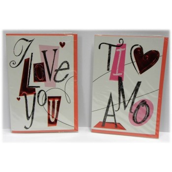 Biglietto auguri Scritte d'amore a rilievo
