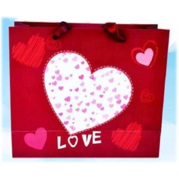 Busta regalo shopper deluxe con cuore trasparente Cm. 31x41x13