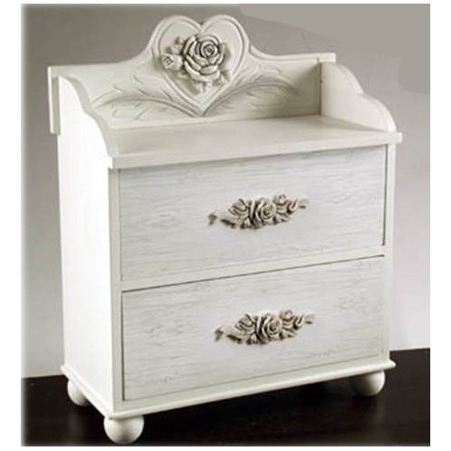 Cassettiera 2 cassetti legno fiori Home Cm. 30x19x25