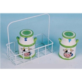 Sale e pepe ceramica mucca con cestino