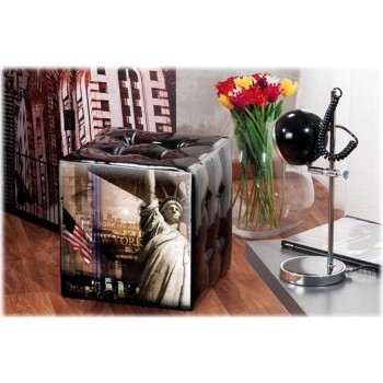 Puff imbottito ecopelle New York nero Cm. 37x37x37