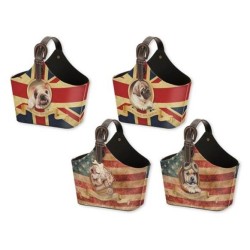 Svuotatasche ecopelle con maniglia Bandiere con cani Cm. 22x11x19