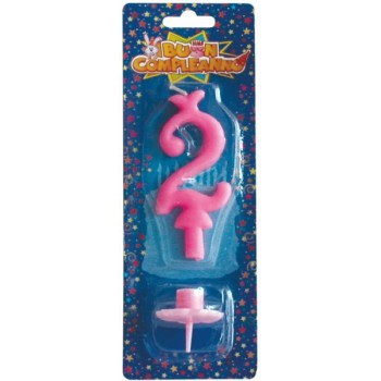 Candelina numero classico Rosa / Celeste - N. 2