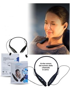 Auricolari Wireless con tasto di risposta bianco e nero