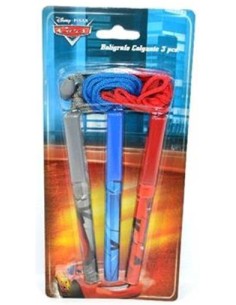 Penna con laccetto Cars - Blister 3 pezzi