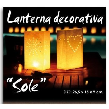 Lanterna decorativa in carta a sacchetto "Sole" Cm. 27x15x9