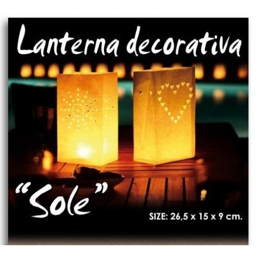 Lanterna decorativa in carta a sacchetto "Sole" Cm. 27x15x9