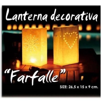 Lanterna decorativa in carta a sacchetto "Farfalle" Cm. 27x15x9