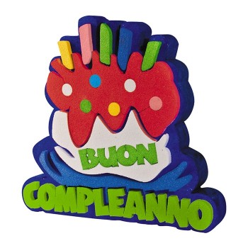 Scritta polistirolo glitterata "Buon Compleanno" Cm. 32x30